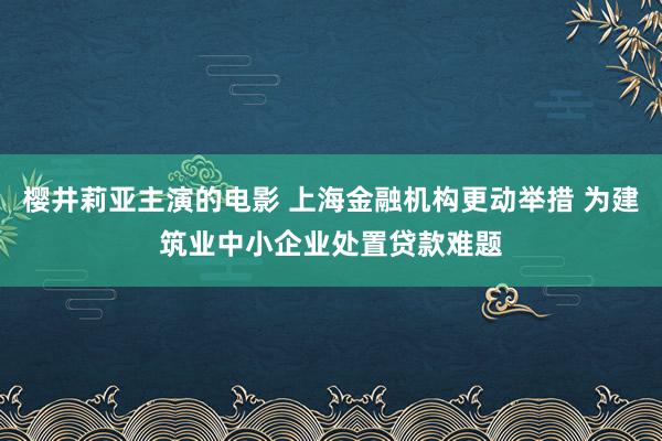 樱井莉亚主演的电影 上海金融机构更动举措 为建筑业中小企业处置贷款难题