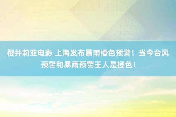 樱井莉亚电影 上海发布暴雨橙色预警！当今台风预警和暴雨预警王人是橙色！