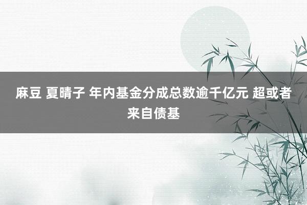 麻豆 夏晴子 年内基金分成总数逾千亿元 超或者来自债基