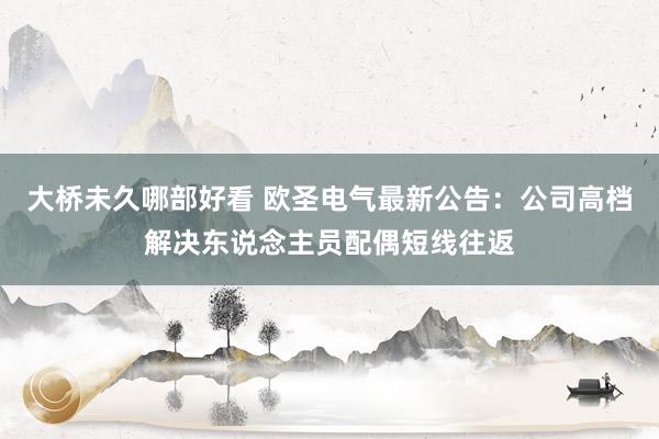 大桥未久哪部好看 欧圣电气最新公告：公司高档解决东说念主员配偶短线往返