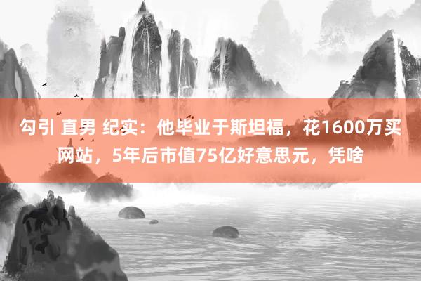 勾引 直男 纪实：他毕业于斯坦福，花1600万买网站，5年后市值75亿好意思元，凭啥