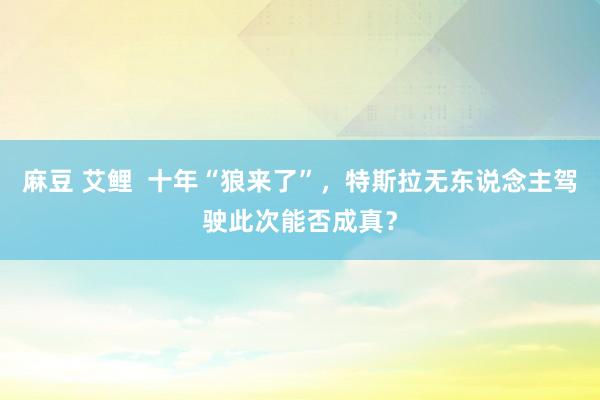 麻豆 艾鲤  十年“狼来了”，特斯拉无东说念主驾驶此次能否成真？