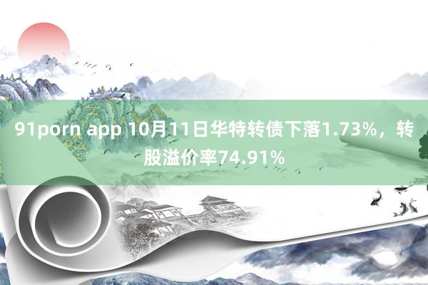 91porn app 10月11日华特转债下落1.73%，转股溢价率74.91%