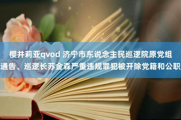 樱井莉亚qvod 济宁市东说念主民巡逻院原党组通告、巡逻长苏金森严重违规罪犯被开除党籍和公职