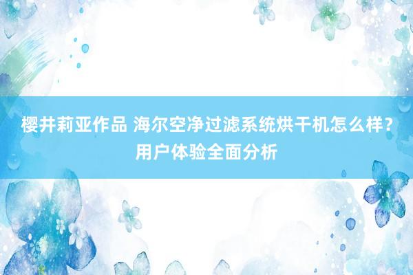 樱井莉亚作品 海尔空净过滤系统烘干机怎么样？用户体验全面分析