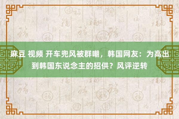 麻豆 视频 开车兜风被群嘲，韩国网友：为高出到韩国东说念主的招供？风评逆转