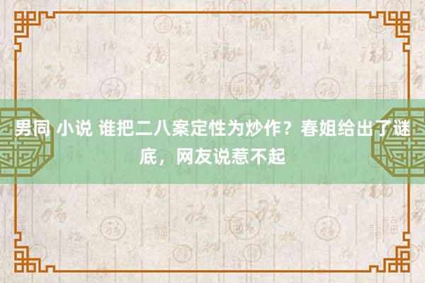 男同 小说 谁把二八案定性为炒作？春姐给出了谜底，网友说惹不起