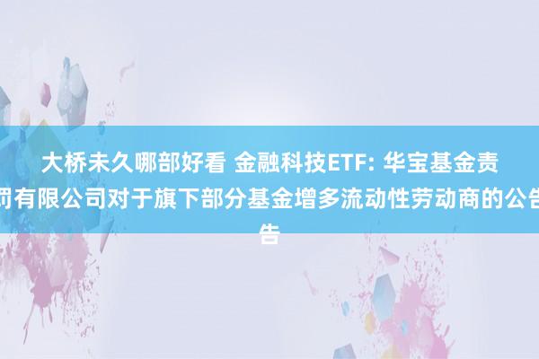 大桥未久哪部好看 金融科技ETF: 华宝基金责罚有限公司对于旗下部分基金增多流动性劳动商的公告